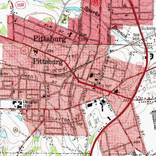 Topographic Map of Pittsburg-Camp County Museum, TX