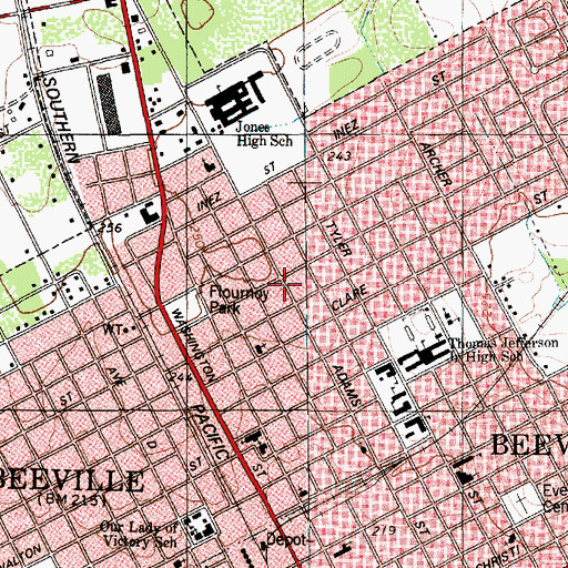 Topographic Map of Beeville Art Museum, TX