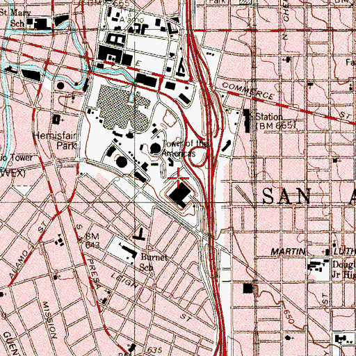 Topographic Map of Institute of Texan Cultures, TX