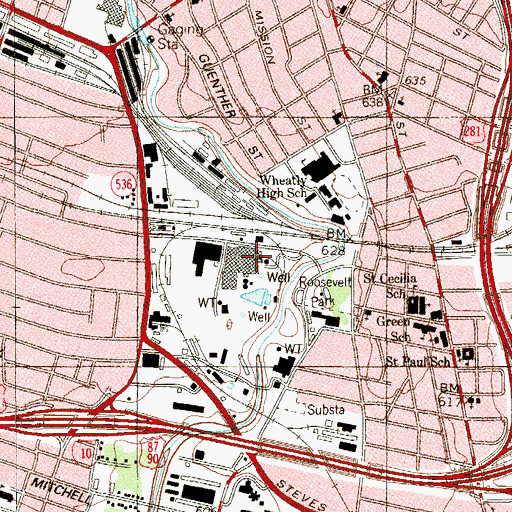 Topographic Map of Lone Star Buckhorn Museums, TX