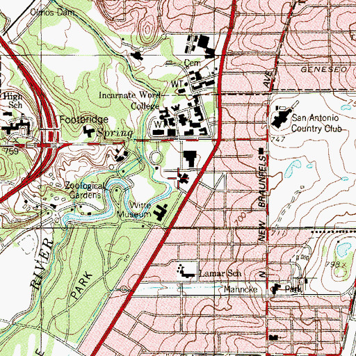 Topographic Map of Texas Pioneer, Trail Driver, and Texas Ranger Museum, TX