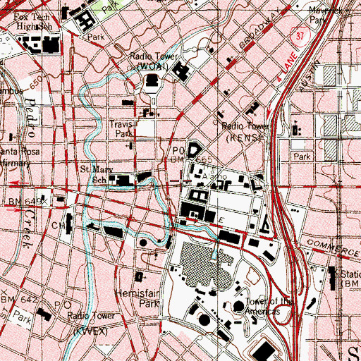 Topographic Map of Wax Museum, TX
