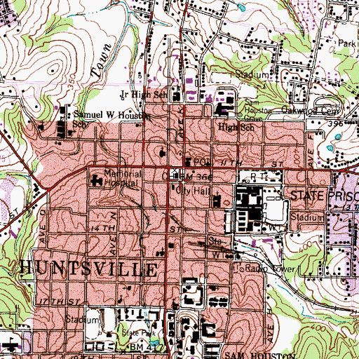 Topographic Map of Texas Prison Museum, TX