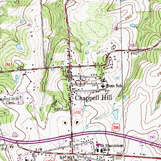 Topographic Map of Chappell Hill Historical Museum, TX