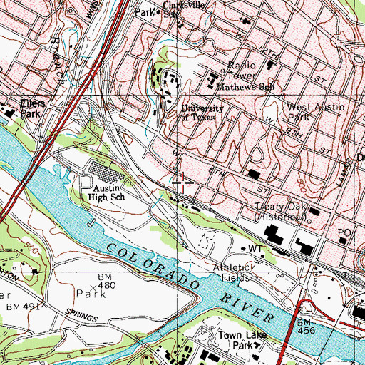 Topographic Map of Austin Childrens Museum, TX