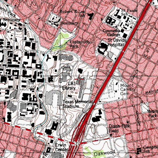 Topographic Map of Lyndon Baines Johnson Museum, TX