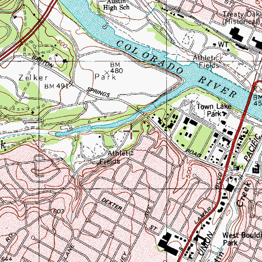 Topographic Map of Umlauf Sculpture Garden and Museum, TX