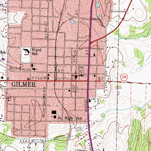 Topographic Map of Historic Upshur Museum, TX