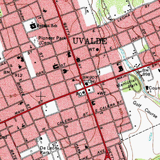 Topographic Map of Uvalde Grand Opera House, TX