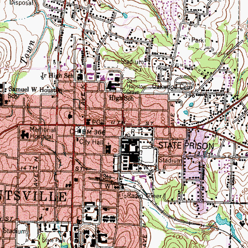 Topographic Map of Gibbs-Powell House Museum, TX