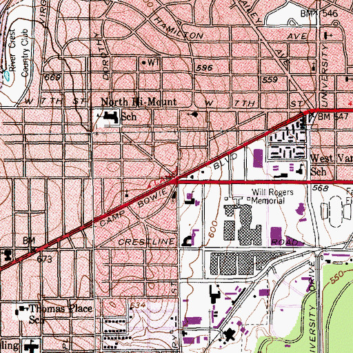 Topographic Map of Modern Art Museum of Fort Worth, TX