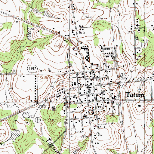 Topographic Map of Tatum on the Santa Fe Museum, TX