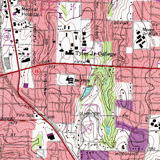 Topographic Map of Tyler Museum of Art, TX