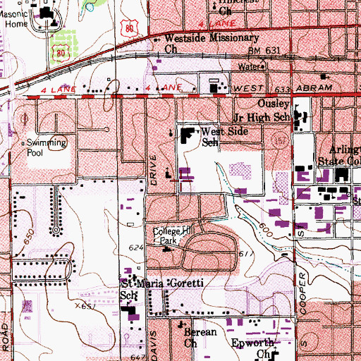 Topographic Map of Center for Research in Contemporary Art, TX
