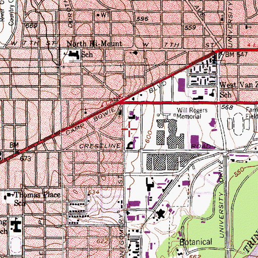 Topographic Map of Fort Worth Museum of Science and History, TX