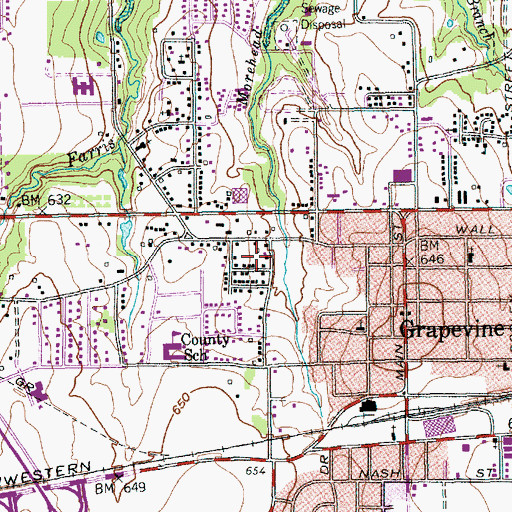 Topographic Map of Grapevine Historic Museum, TX