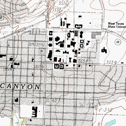 Topographic Map of Panhandle-Plains Historical Museum, TX