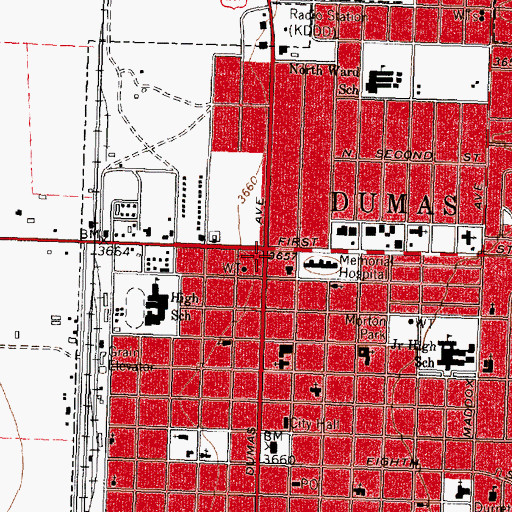 Topographic Map of Moore County Historical Museum, TX