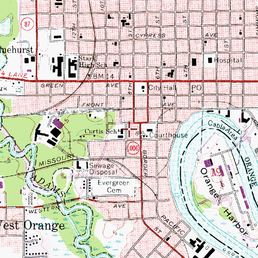 Topographic Map of Heritage House of Orange County, TX