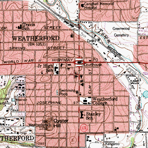 Topographic Map of Parker County Museum and Trading Post, TX