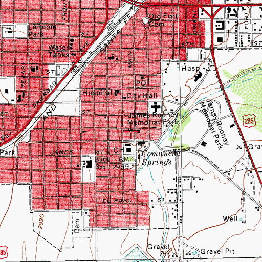 Topographic Map of Annie Riggs Museum, TX