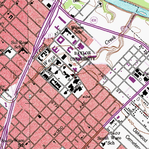 Topographic Map of Strecker Museum Complex, TX