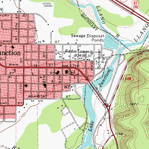 Topographic Map of Kimble Historical Museum, TX