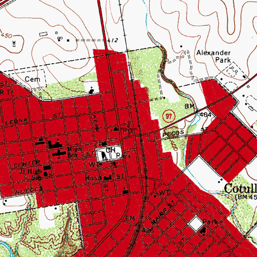 Topographic Map of Brush Country Museum, TX