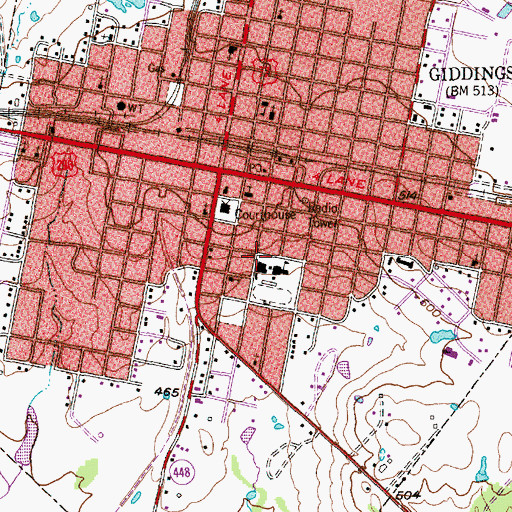 Topographic Map of Lee County Museum, TX