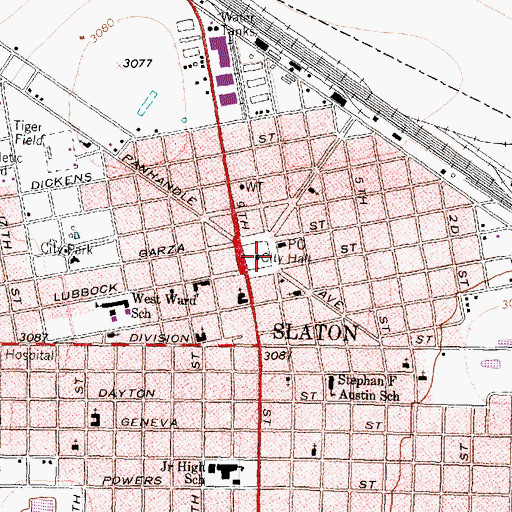 Topographic Map of Slaton Museum, TX