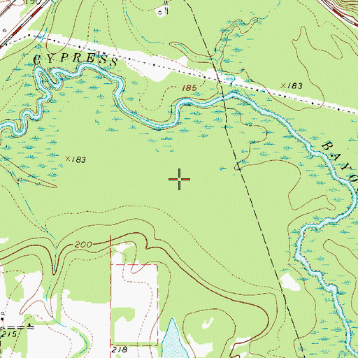 Topographic Map of Freeman Plantation, TX