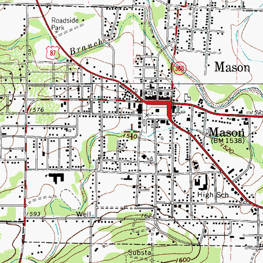 Topographic Map of Mason County Museum, TX
