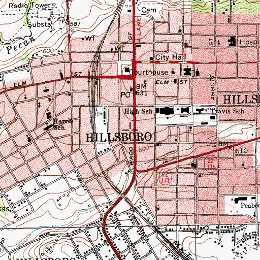 Topographic Map of Hill County Cellblock Museum, TX