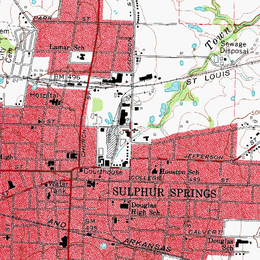 Topographic Map of Hopkins County Historical Museum, TX