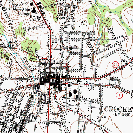 Topographic Map of Downes-Aldrich House, TX