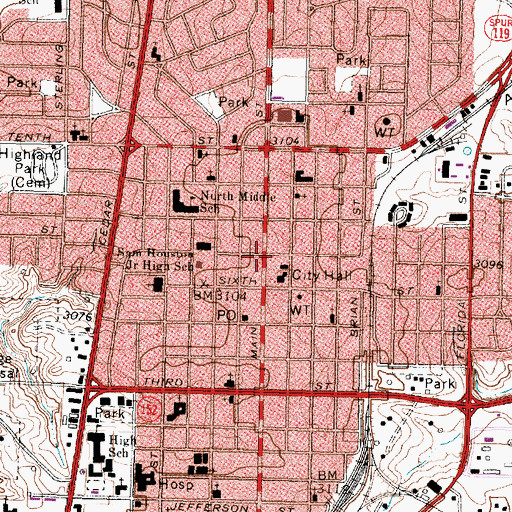 Topographic Map of Hutchinson County Museum, TX