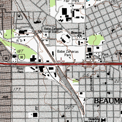 Topographic Map of Babe Didrikson Zaharias Museum, TX