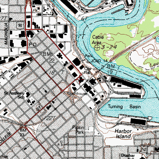 Topographic Map of Beaumont Police Museum, TX