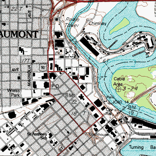 Topographic Map of Edison Plaza Museum, TX