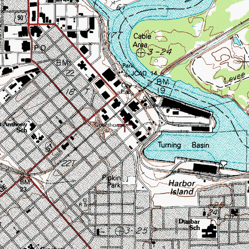 Topographic Map of Jefferson County Historical Commission Mini-Museum, TX