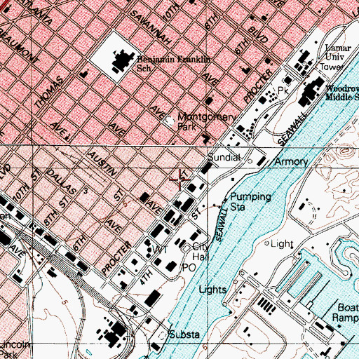 Topographic Map of Museum of the Gulf Coast, TX