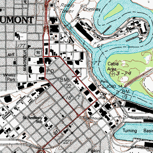 Topographic Map of Texas Energy Museum, TX