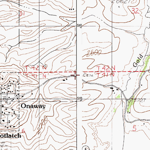 Topographic Map of Mendenhall Cemetery, ID