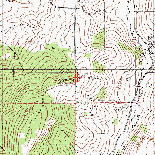 Topographic Map of Rock Creek Cemetery, ID