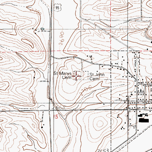 Topographic Map of Saint Johns Lutheran Cemetery, ID
