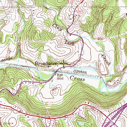 Topographic Map of Broadacre Post Office (historical), OH