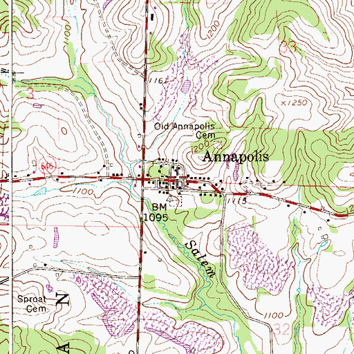 Topographic Map of Annapolis Post Office (historical), OH