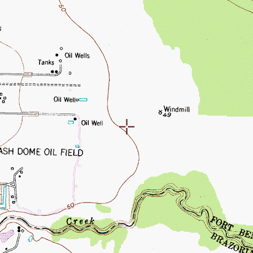 Topographic Map of West Columbia Branch Library, TX