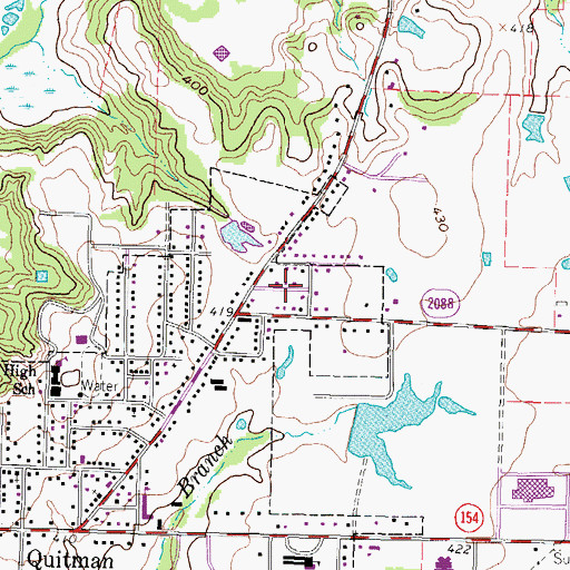 Topographic Map of West University Branch Library, TX