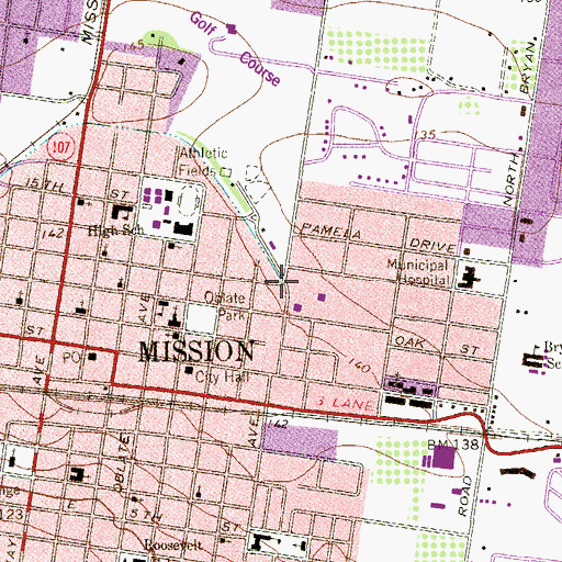 Topographic Map of Speer Memorial Library, TX